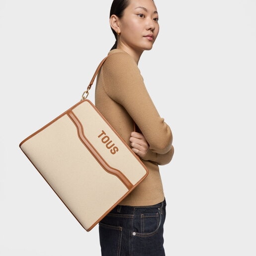 キャメルカラーのミディアム・ショッピングバッグAudree Canvas