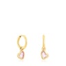 Silver vermeil Gregal pink heart hoop earrings