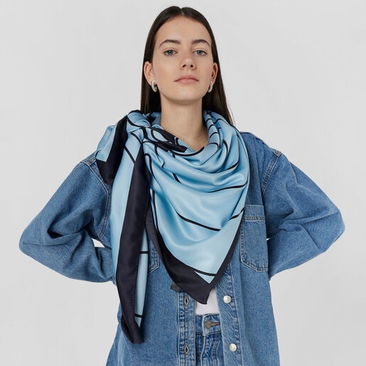 ライトブルーのポリエステル製スカーフ TOUS Maar