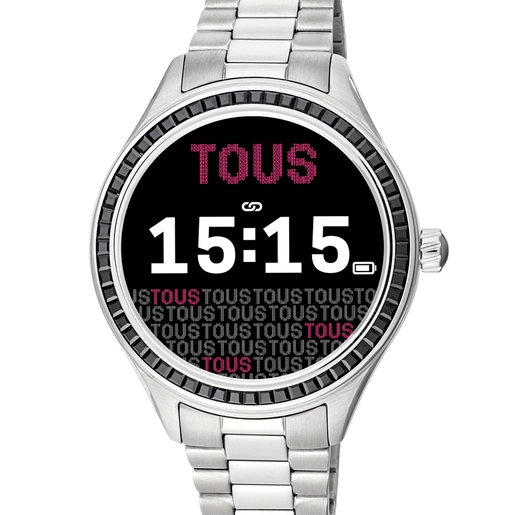 Reloj smartwatch con brazalete de acero y zirconias negras T-Shine Connect