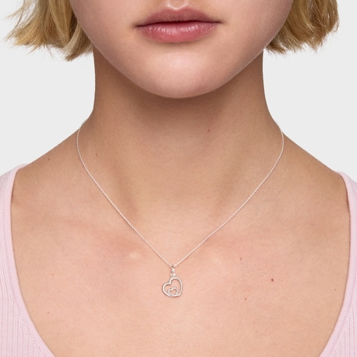 Collar de plata motivo corazón 12 mm TOUS Flechazo