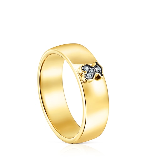 Silver Vermeil Nocturne Ring with Diamond bear