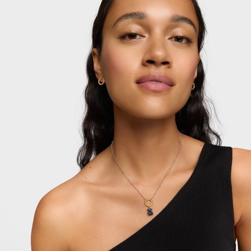 Dije oso pequeño con sodalita y oro 14 kt Bold Bear