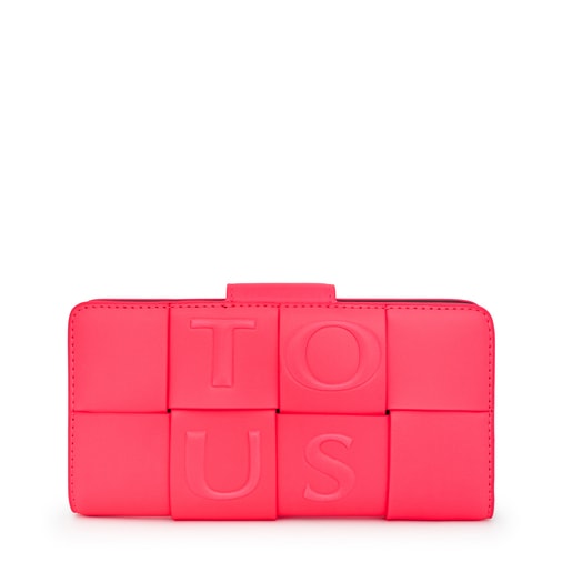 Stredná fluorescenčne ružovo-hnedá peňaženka TOUS Damas