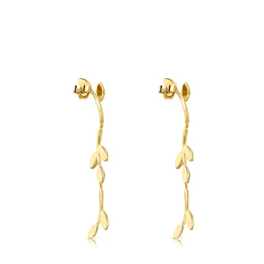 Boucles d’oreilles Real Mix Leaf grandes en Or Vermeil avec Pierres précieuses