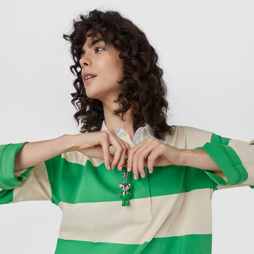 Porte-clés TOUS Teddy Bear argenté et vert