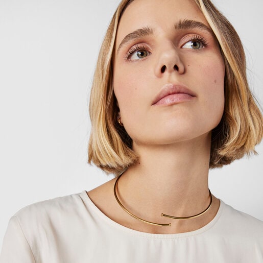 Gargantilla rígida con baño de oro 18 kt sobre plata Fragile Nature