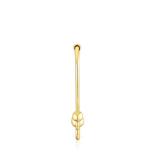Pendiente suelto largo con baño de oro 18 kt sobre plata Plump