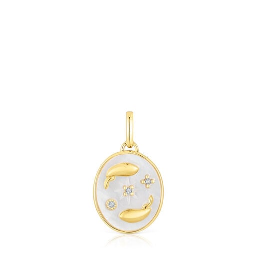 Dije Piscis con baño de oro 18 kt sobre plata con nácar y topacios  TOUS Horoscope