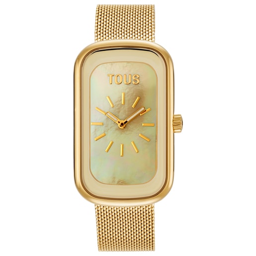 Analog watch with mother-of-pearl face and gold-colored steel bracelet T-Band Club