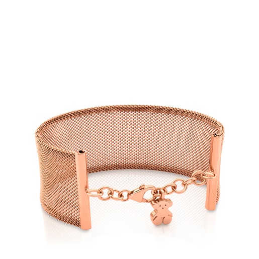 Pink Vermeil silver and Steel Icon Mesh Bracelet
