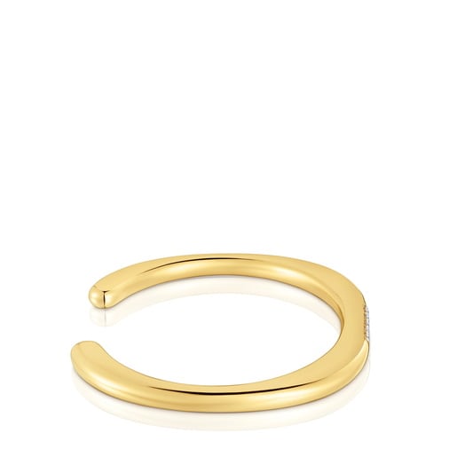 Bracelet manchette en argent plaqué or 18 ct et diamants créés en laboratoire Line LGD