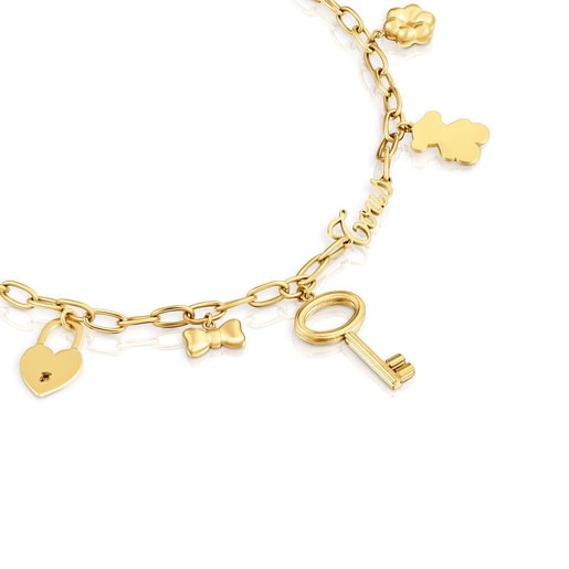 Gold-colored steel Necklace with hanging charms TOUS Charming