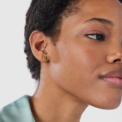 Silver TOUS Vibrant Colors Earrings with carnelian and enamel