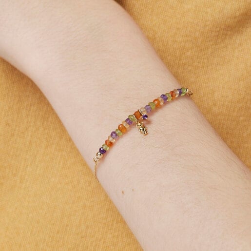 Gold TOUS Teddy Bear Bracelet with gemstones