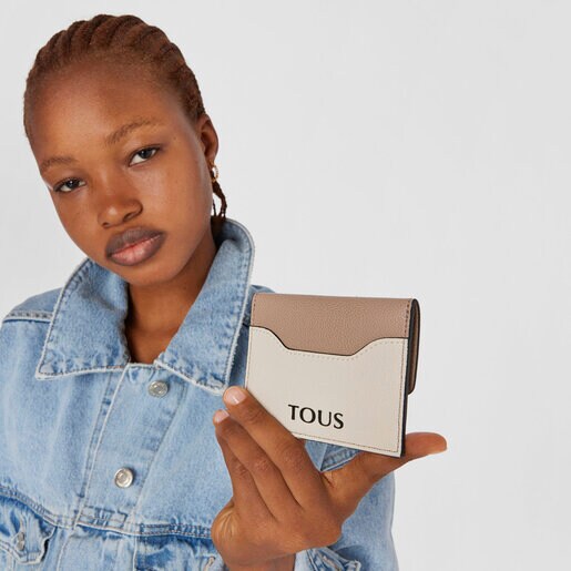 Beige TOUS Kaos Mini Evolution Flap Cardholder