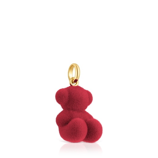 Dije oso velvet en color burdeos con baño de oro 18 kt sobre plata Bold Bear