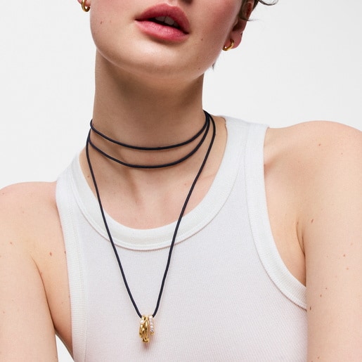 Collar largo de plata en color azul TOUS Basics