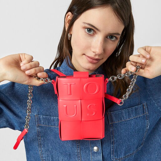 Mini bolso rosa fluorescente y marrón TOUS Damas