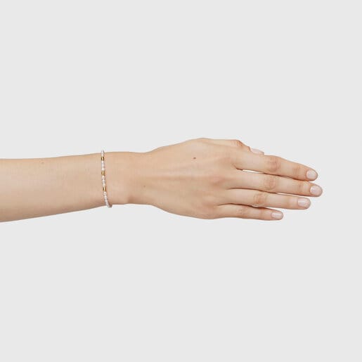 Bracelet with cultured pearls and 18kt gold plating over silver and Gloss