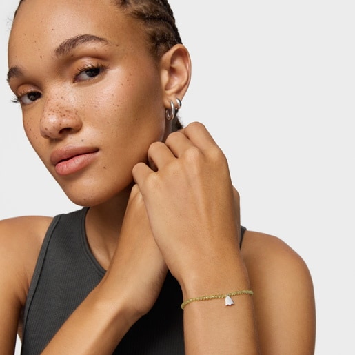 Pulsera elástica con peridoto y tulipán de plata TOUS Motivos