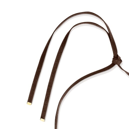 Gold-colored steel, white resin and black cord heart Necklace TOUS Galaxy