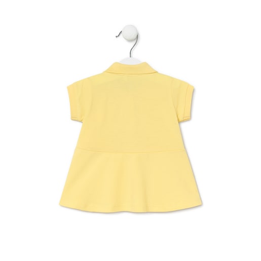 Girls Casual pique fabric dress in yellow