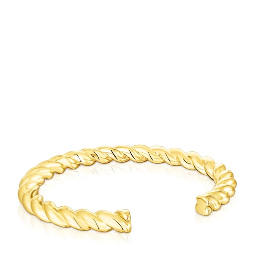 Pulsera rígida con baño de oro 18 kt sobre plata Twisted