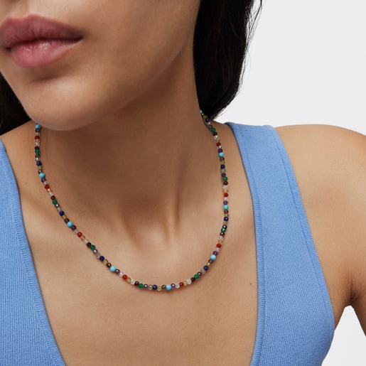 Silver Vermeil TOUS Good Vibes Choker with Gemstones