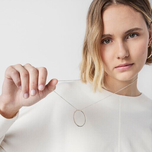 Длинная серебряная цепочка TOUS Chain из овальных колец, 80 см.