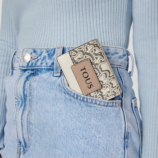 ベージュのフラップ式コインパース TOUS Kaos Mini Evolution