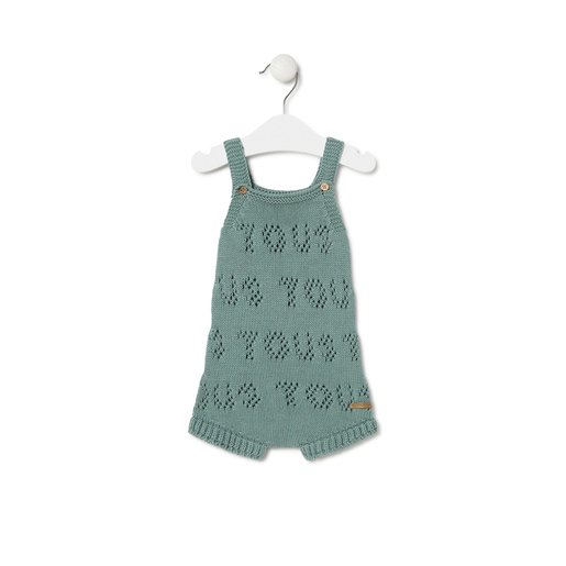 Knitted baby romper in Tricot TOUS logo green