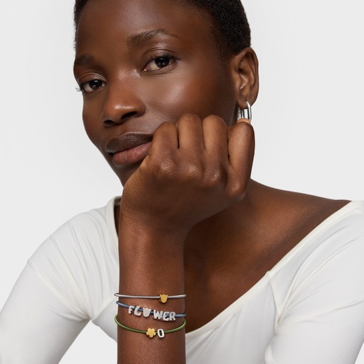 Charm TOUS Mesh Tube de plata motivo tulipa 7 mm