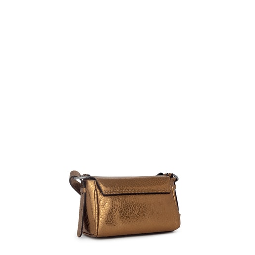 Mini Bridgy gold leather crossbody bag