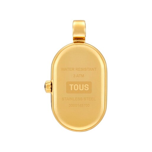 Reloj colgante analógico en acero dorado Hold Oval