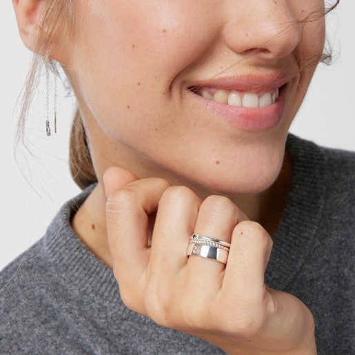 Silver and Spinel TOUS Ring Mix Rings set Bear motifs