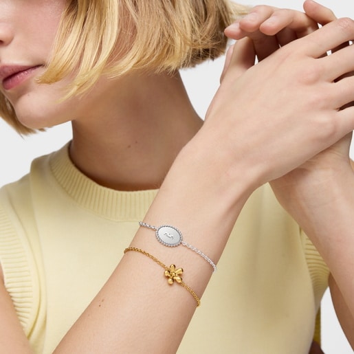 Silver chain Bracelet plaque TOUS Mom