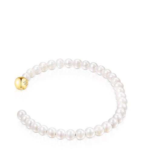 Pulsera de perlas y plata con baño de oro 18 kt sobre plata Gloss