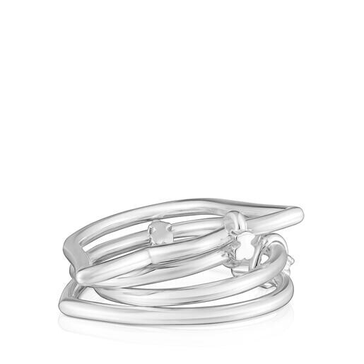 Anillo cuádruple de plata Straight