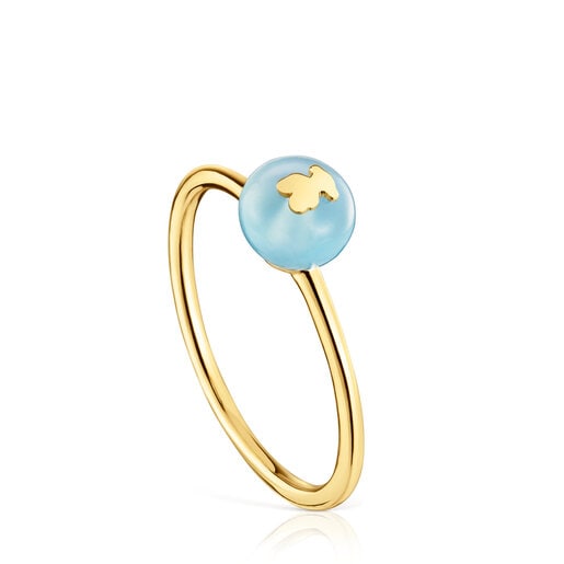 Small gold and chalcedony bear Ring TOUS Balloon