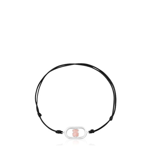 Pulsera de nylon negro de plata y cuarzo Camille
