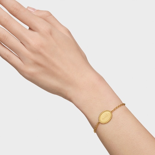 18kt gold plating over silver chain Bracelet with plaque TOUS Mama