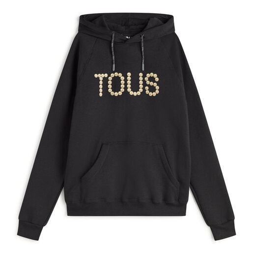 Sweat-shirt à capuche noir Logo Pearls