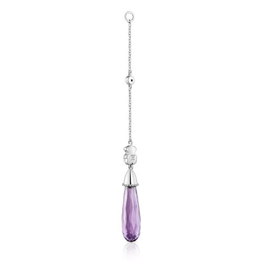 Long white-gold bear Single earring with diamonds and amethyst TOUS Grain