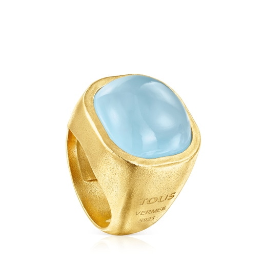 Anillo con baño de oro 18 kt sobre plata y calcedonia Nattfall