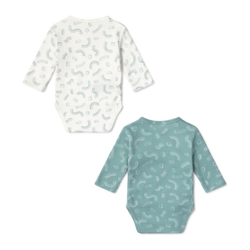 Pack of wrap-over baby bodysuits in Arc mist