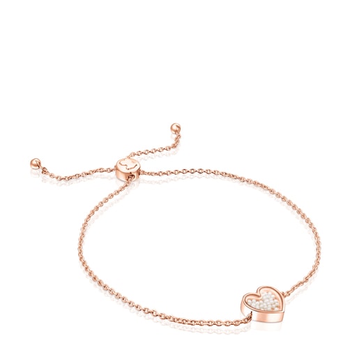 Bracciale con placcatura in oro rosa 18 kt su argento e perle Areia