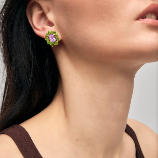 Pendientes de oro con amatista y cromodiópsido TOUS ATELIER