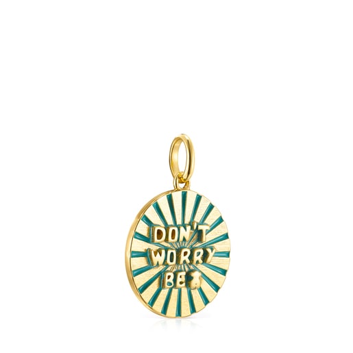 Medallions Dont Worry Pendant in Silver Vermeil with Enamel