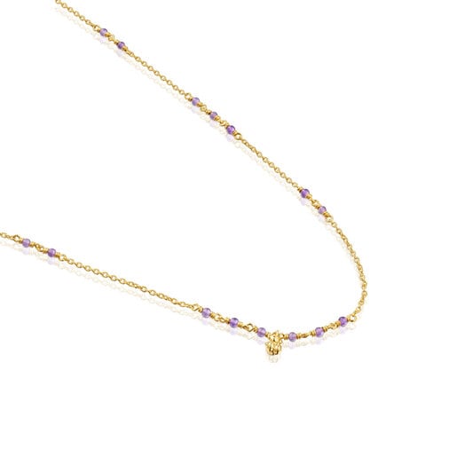 Silver vermeil and amethyst Necklace Bold Bear